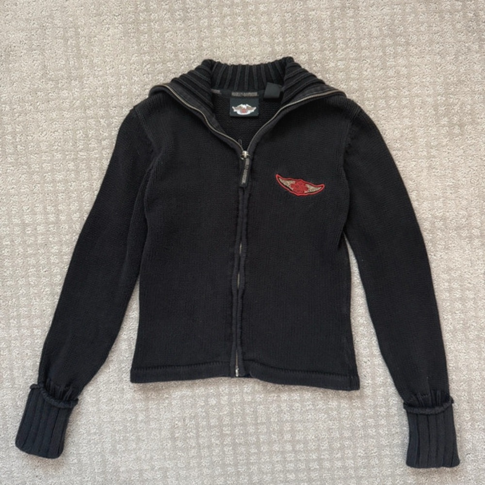 Harley-Davidson Black Cowl Neck Sweater
